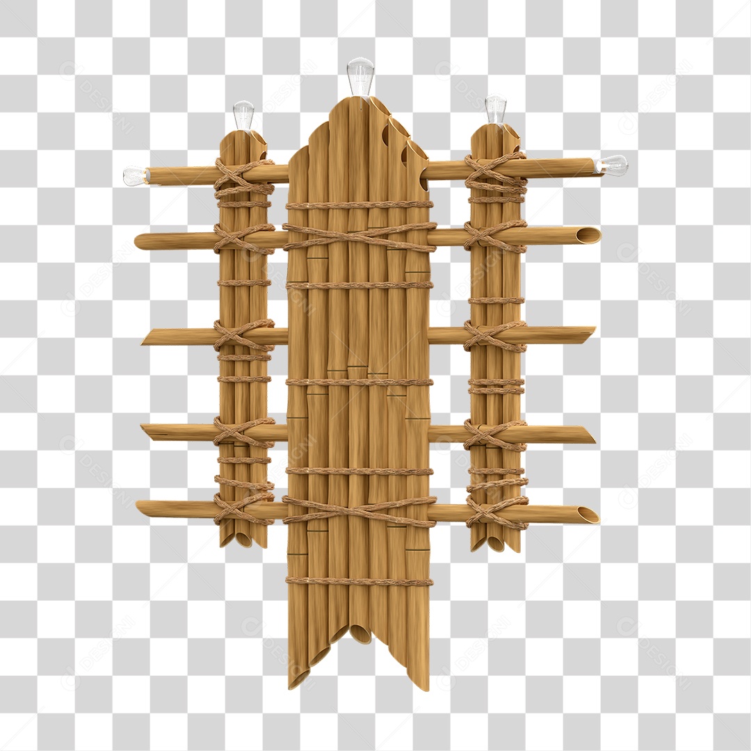 Elemento 3D Painel de Bambu Cordas PNG Transparente