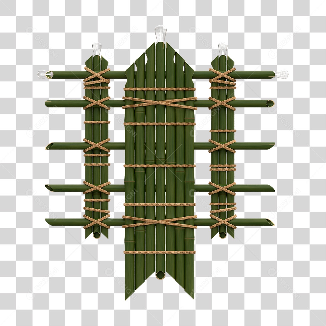 Elemento 3D Painel de Bambu Cordas PNG Transparente
