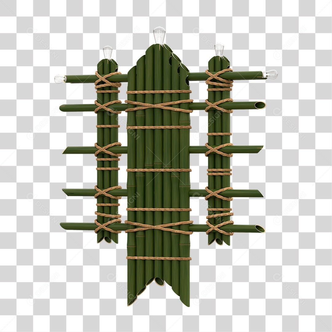 Elemento 3D Painel de Bambu Cordas PNG Transparente