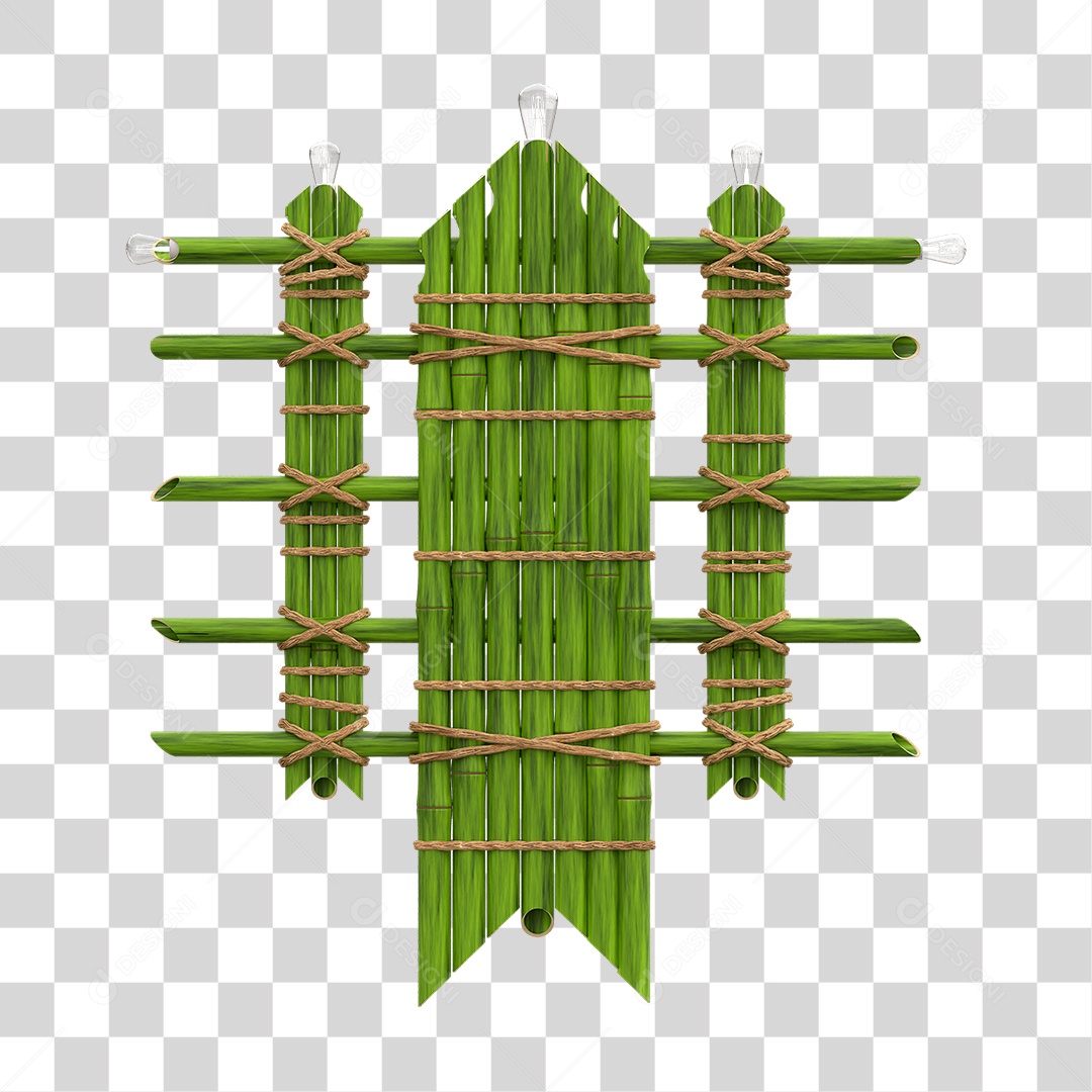 Elemento 3D Painel de Bambu Cordas PNG Transparente