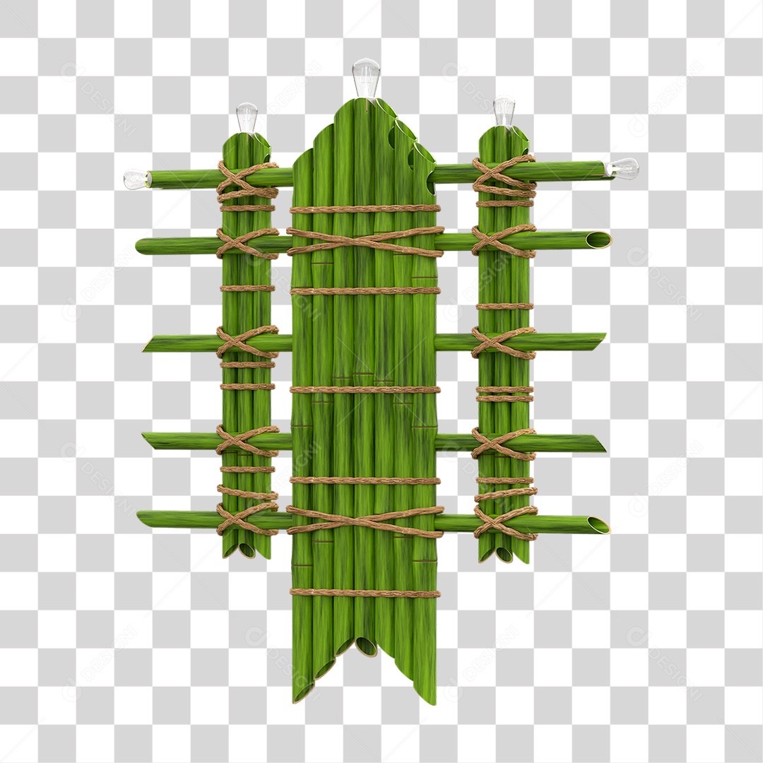 Elemento 3D Painel de Bambu Cordas PNG Transparente