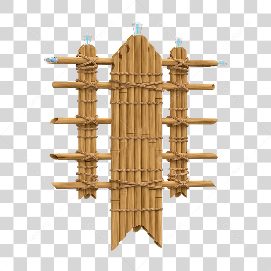 Elemento 3D Painel de Bambu Cordas PNG Transparente