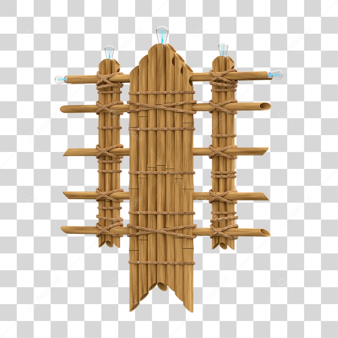 Elemento 3D Painel de Bambu Cordas PNG Transparente