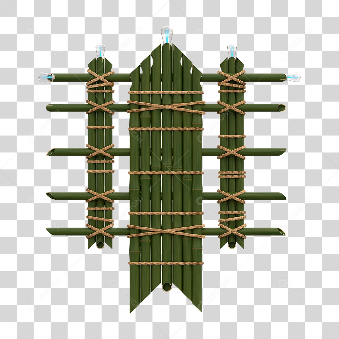 Elemento 3D Painel de Bambu Cordas PNG Transparente