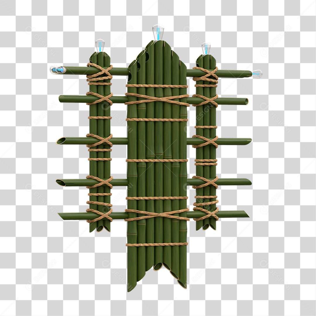Elemento 3D Painel de Bambu Cordas PNG Transparente