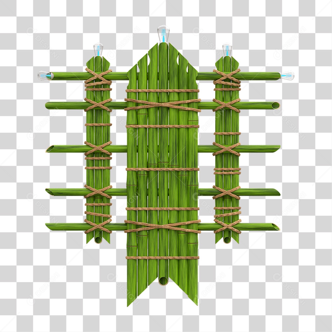 Elemento 3D Painel de Bambu Cordas PNG Transparente