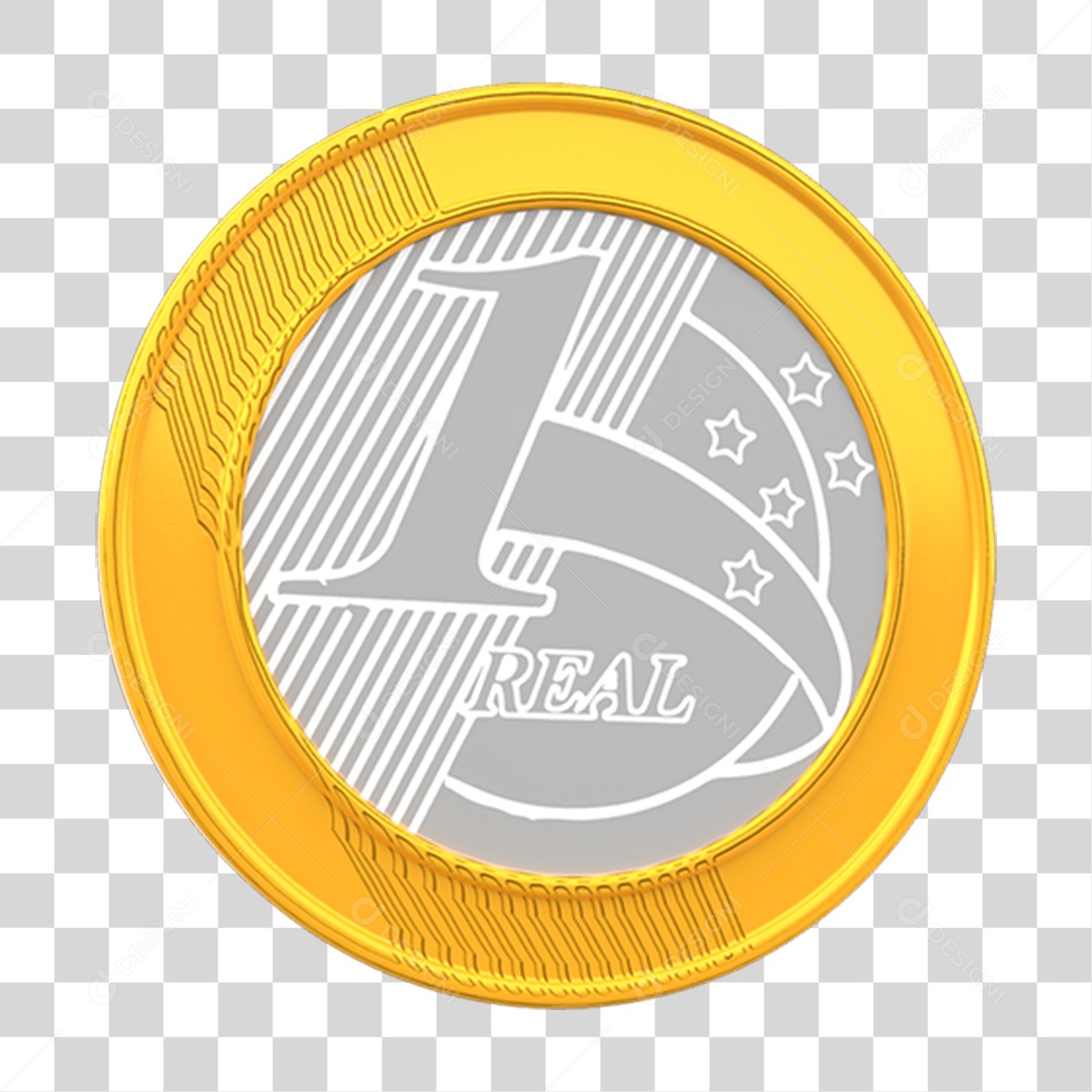Elemento 3D Moeda de 1 Real Dinheiro PNG Transparente