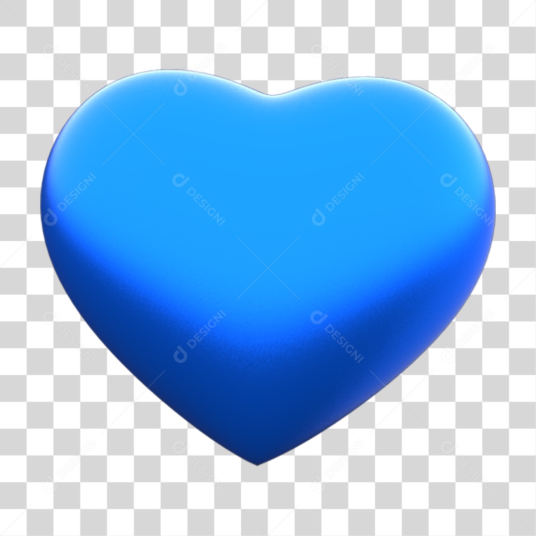 Elemento 3D Coração Azul PNG Transparente