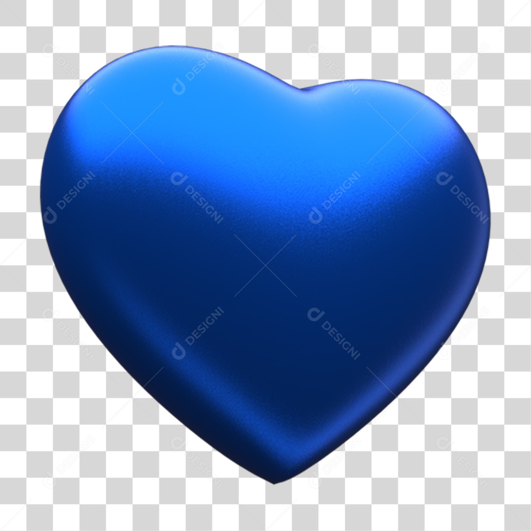 Elemento 3D Coração Azul PNG Transparente