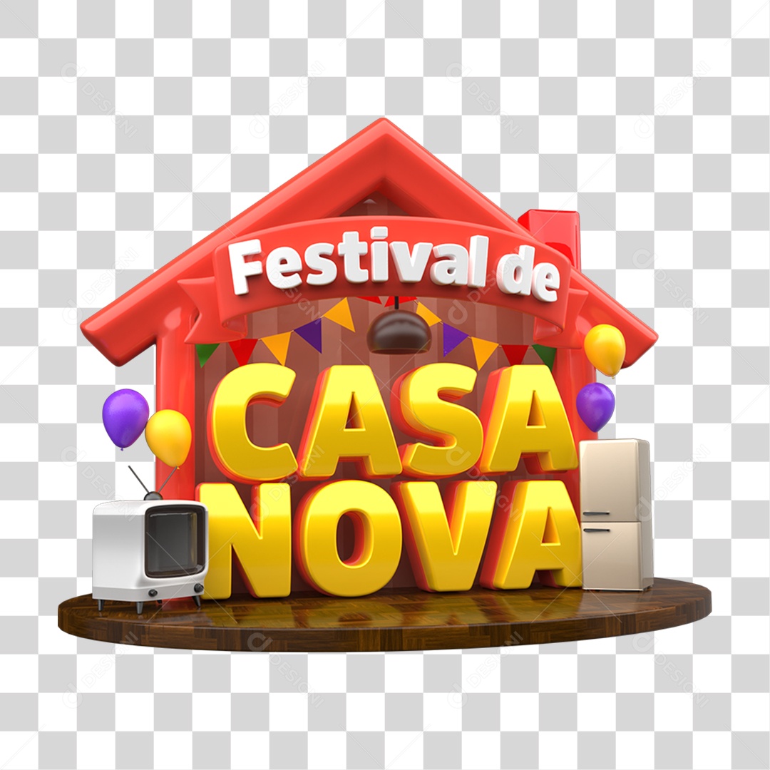 Selo 3D Festival de Casa Nova PNG Transparente