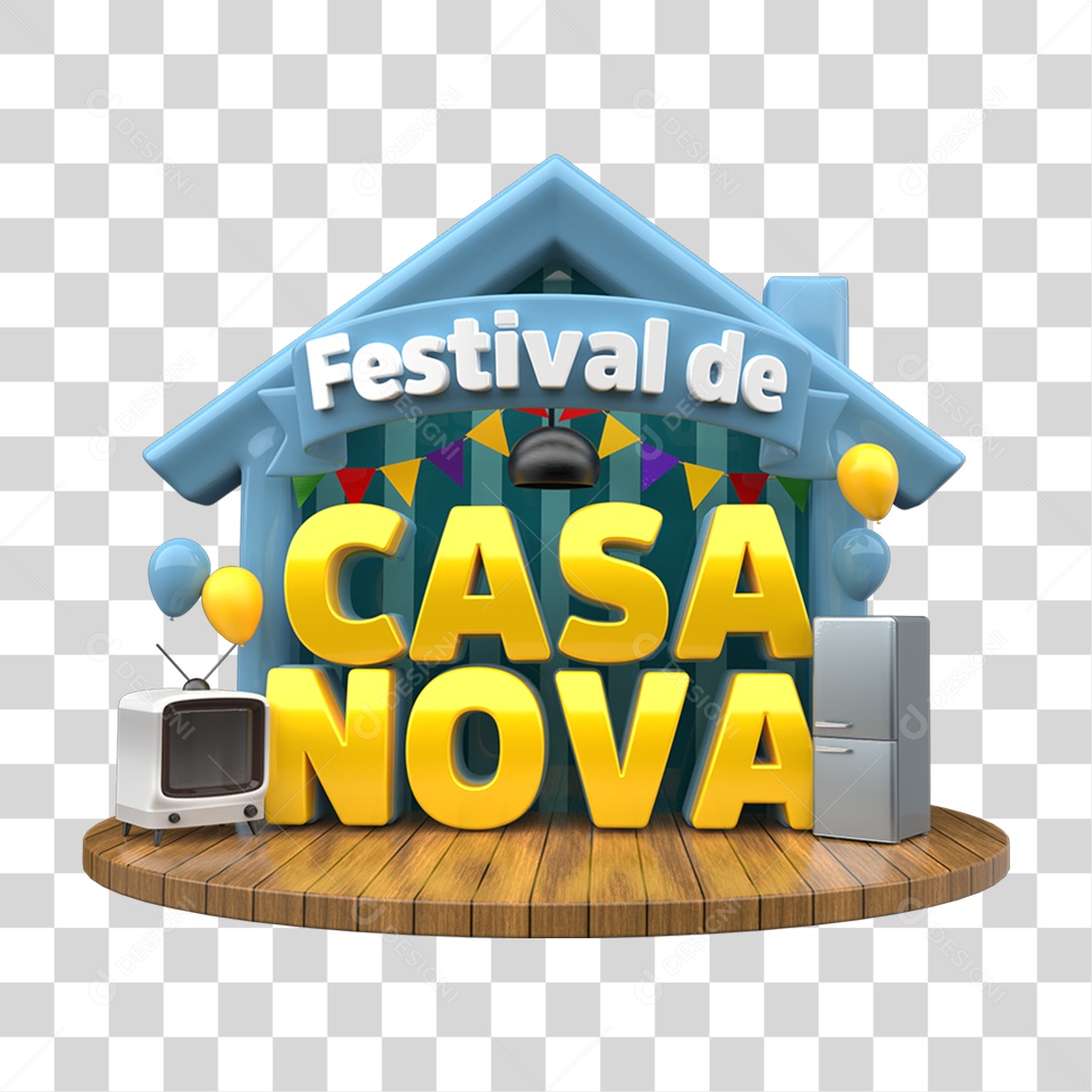 Selo 3D Festival de Casa Nova PNG Transparente