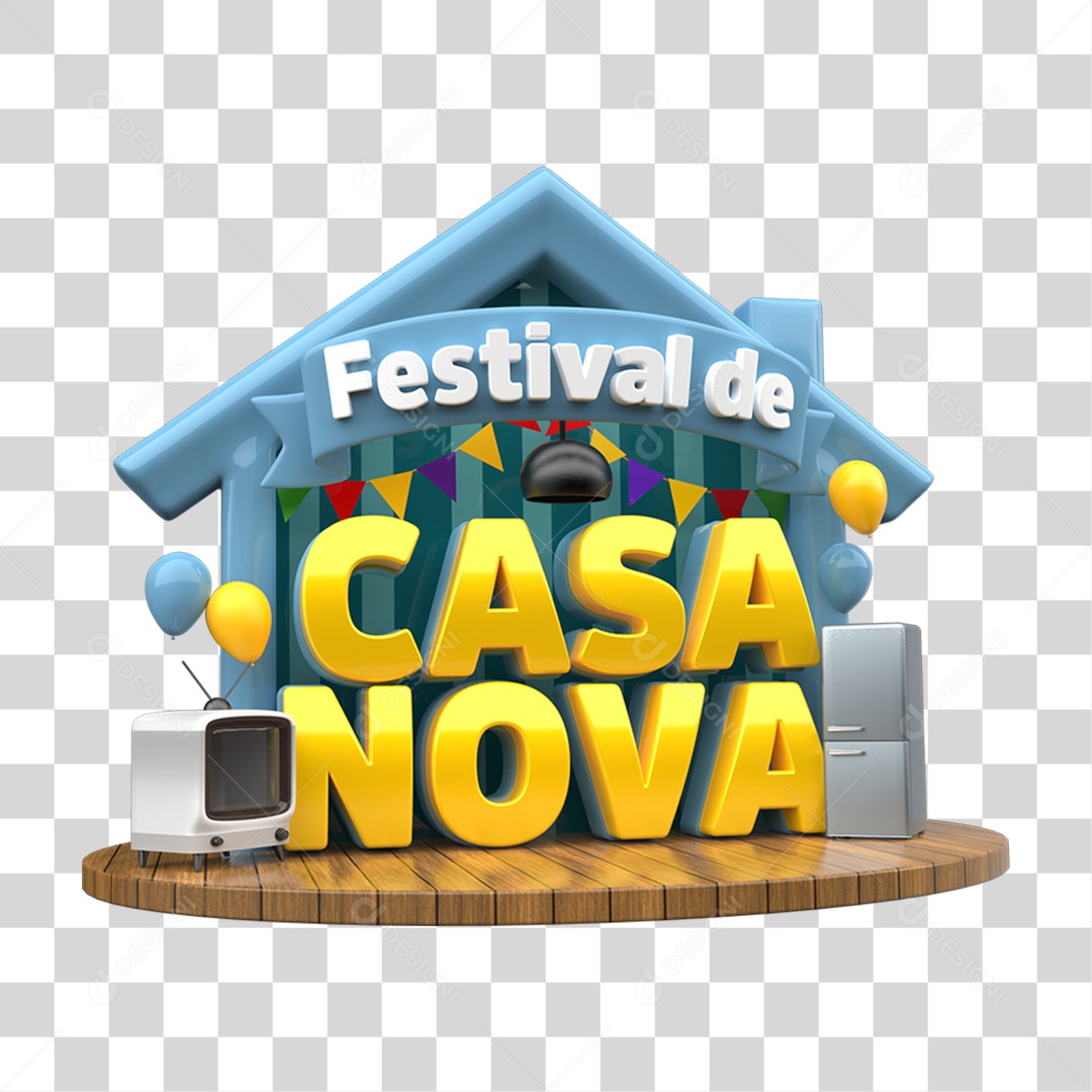 Selo 3D Festival de Casa Nova PNG Transparente