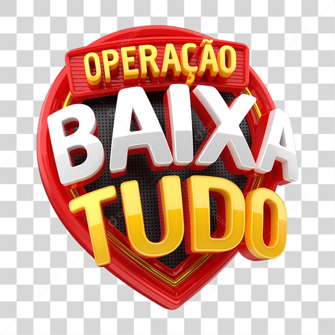 Selo 3D Operação Baixa Tudo PNG Transparente