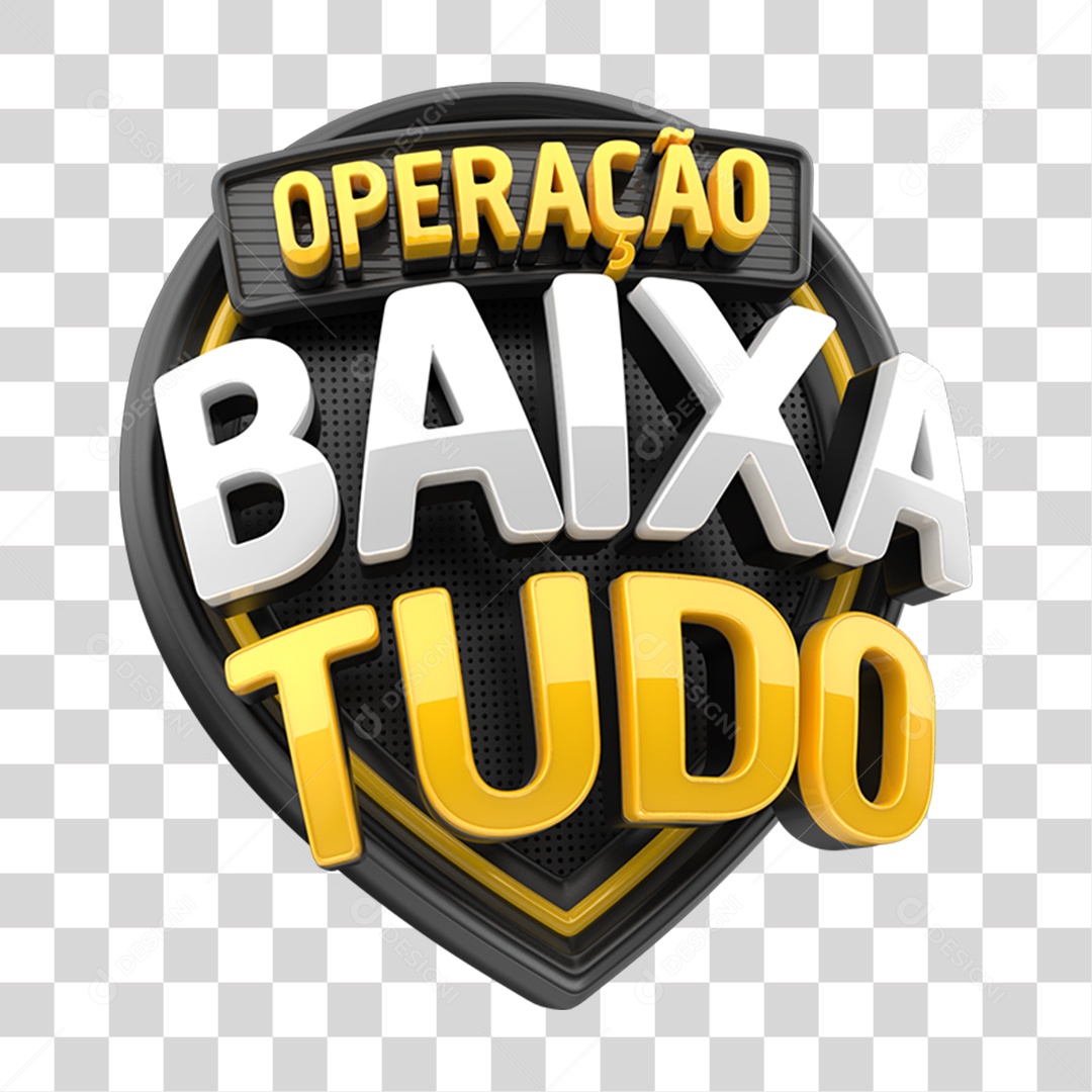 Selo 3D Operação Baixa Tudo PNG Transparente