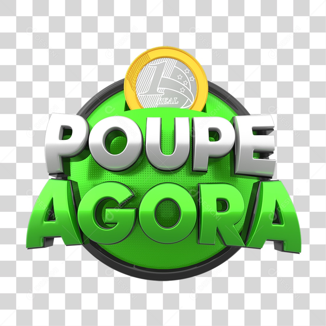 Selo 3D Poupe Agora PNG Transparente