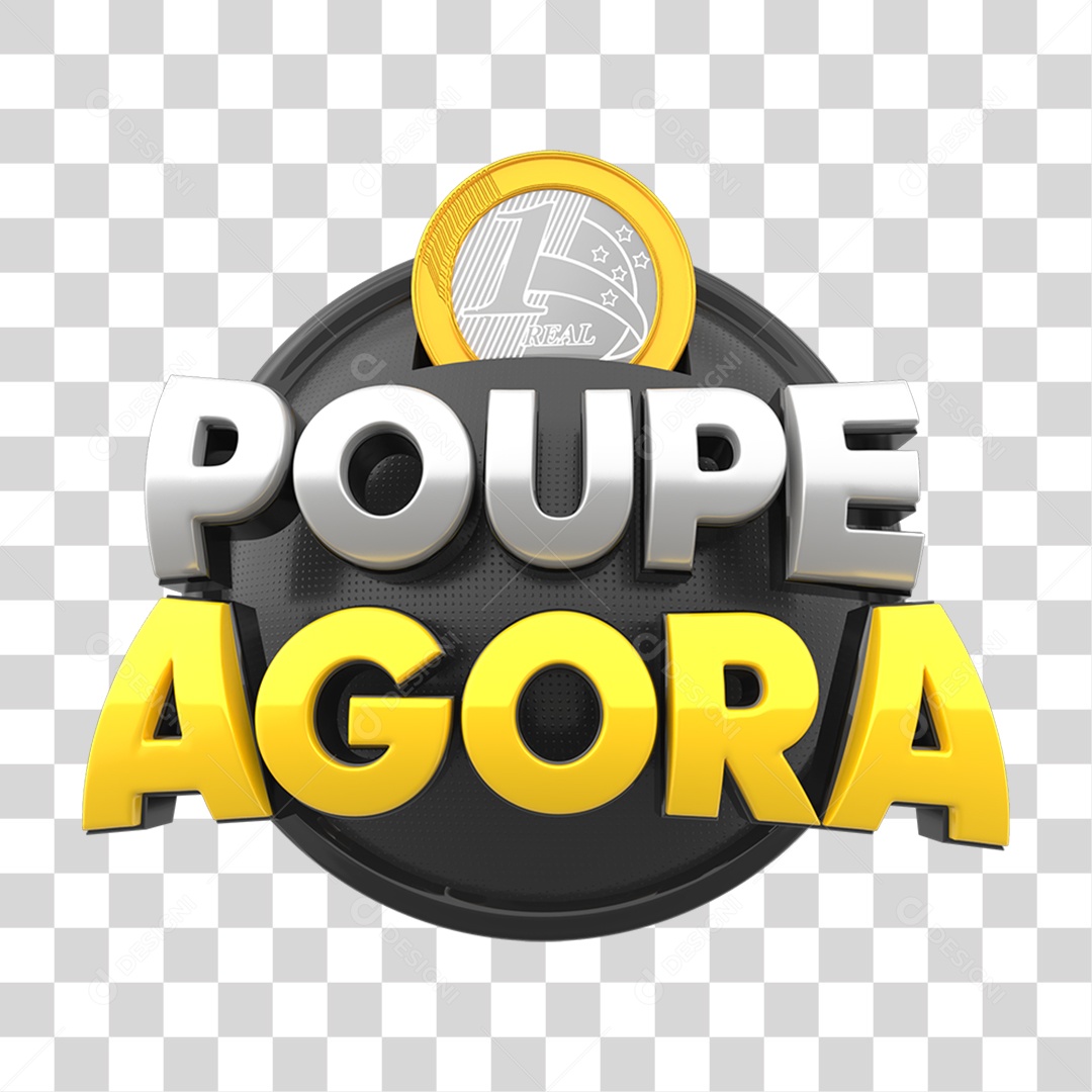 Selo 3D Poupe Agora PNG Transparente