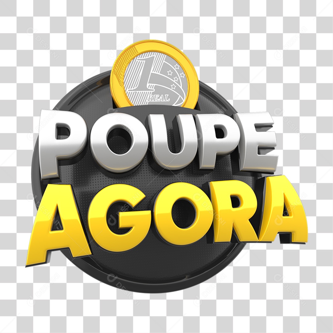 Selo 3D Poupe Agora PNG Transparente