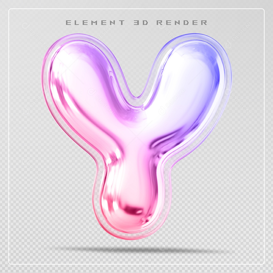 Elemento 3D Letra Y Verde Para Composição PSD
