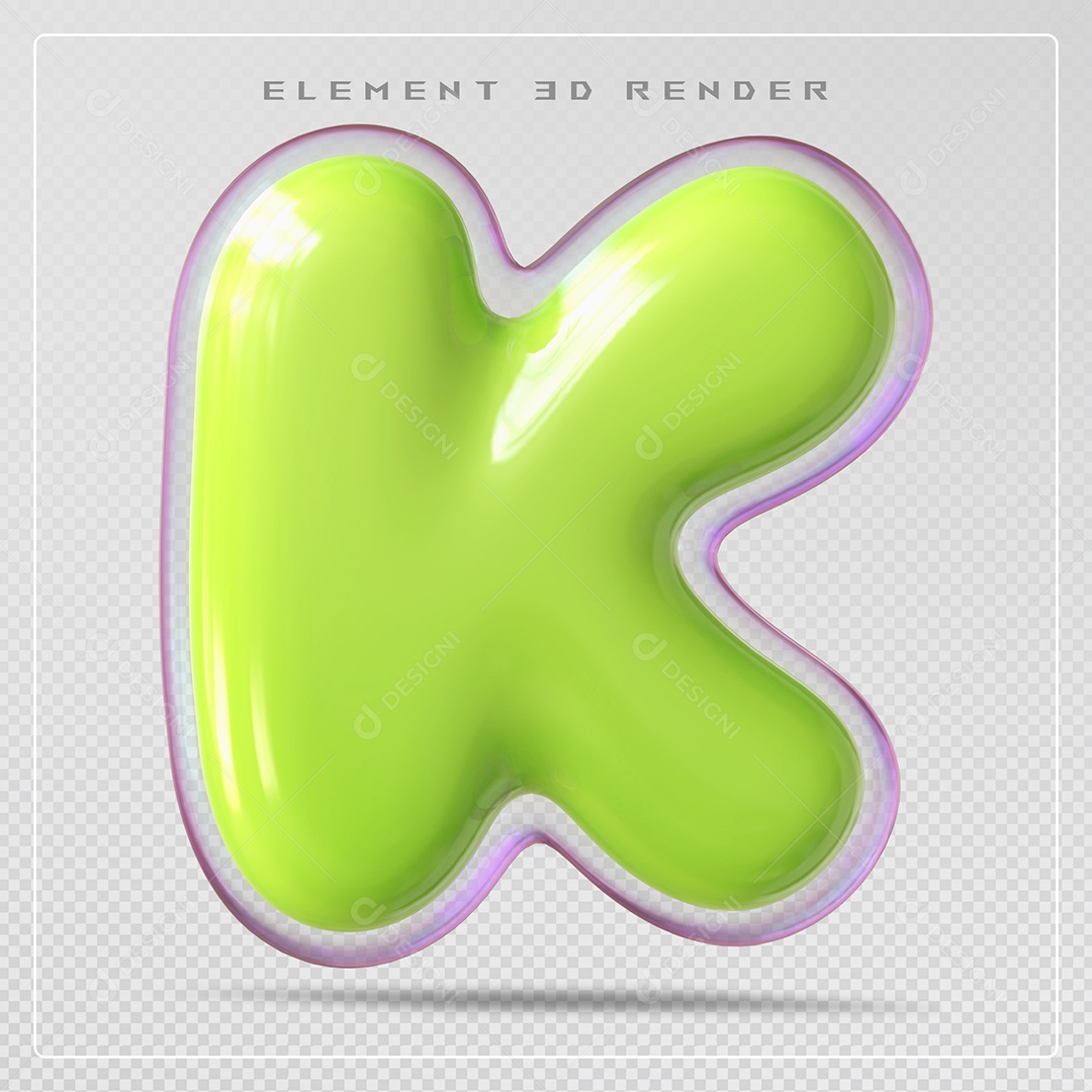 Elemento 3D Letra K Verde Para Composição PSD