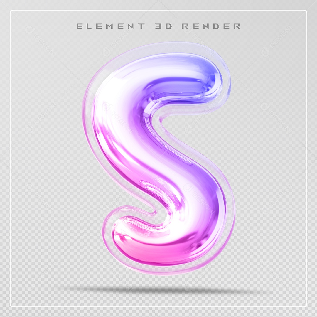 Elemento 3D Letra S Colorido Para Composição PSD