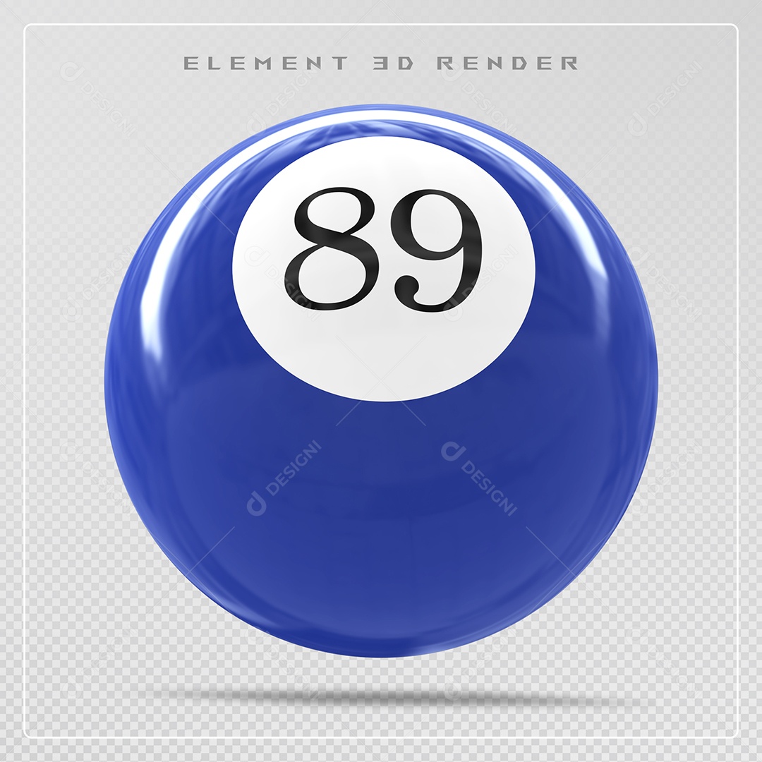 Bola de Bilhar Número 89 Azul Elemento 3D para Composição PSD
