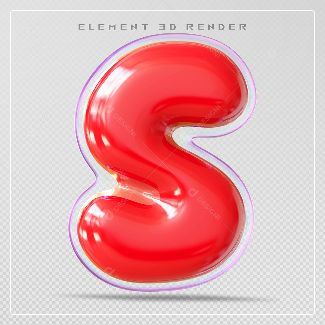 Elemento 3D Letra S Vermelho Para Composição PSD