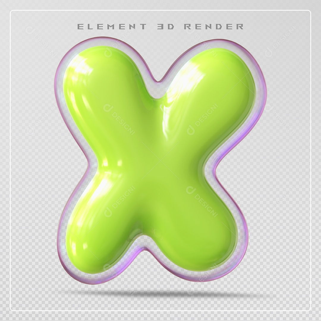 Elemento 3D Letra V Verde Para Composição PSD