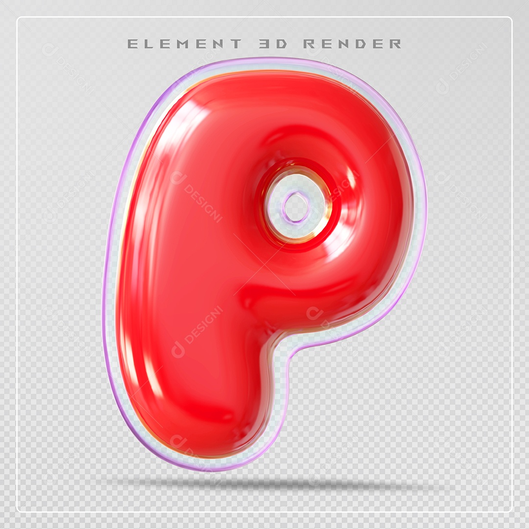 Elemento 3D Letra P Vermelho Para Composição PSD