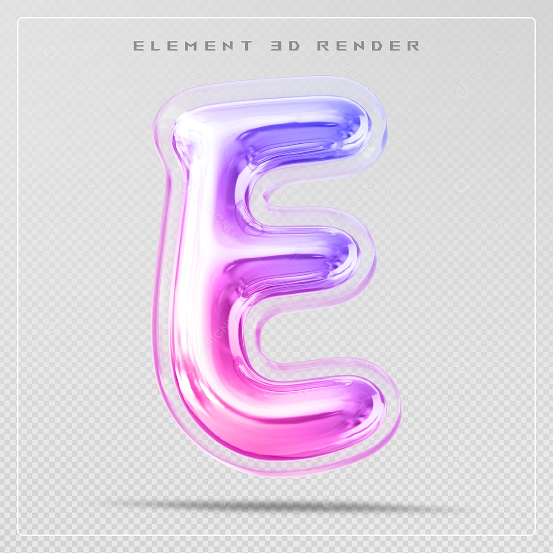 Elemento 3D Letra E Colorido Para Composição PSD