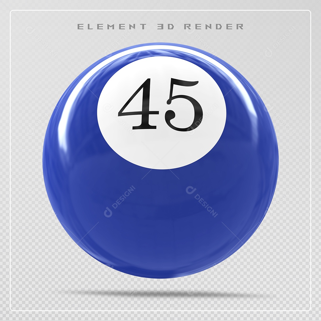 Bola de Bilhar Número 45 Azul Elemento 3D para Composição PSD