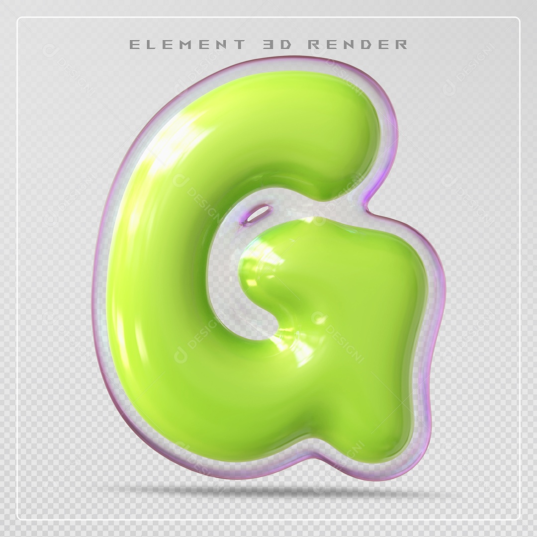Elemento 3D Letra G Verde Para Composição PSD