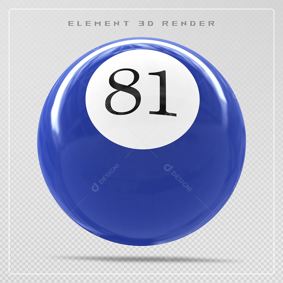 Bola de Bilhar Número 81 Azul Elemento 3D para Composição PSD