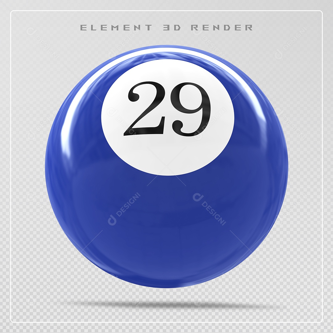 Bola de Bilhar Número 29 Azul Elemento 3D para Composição PSD