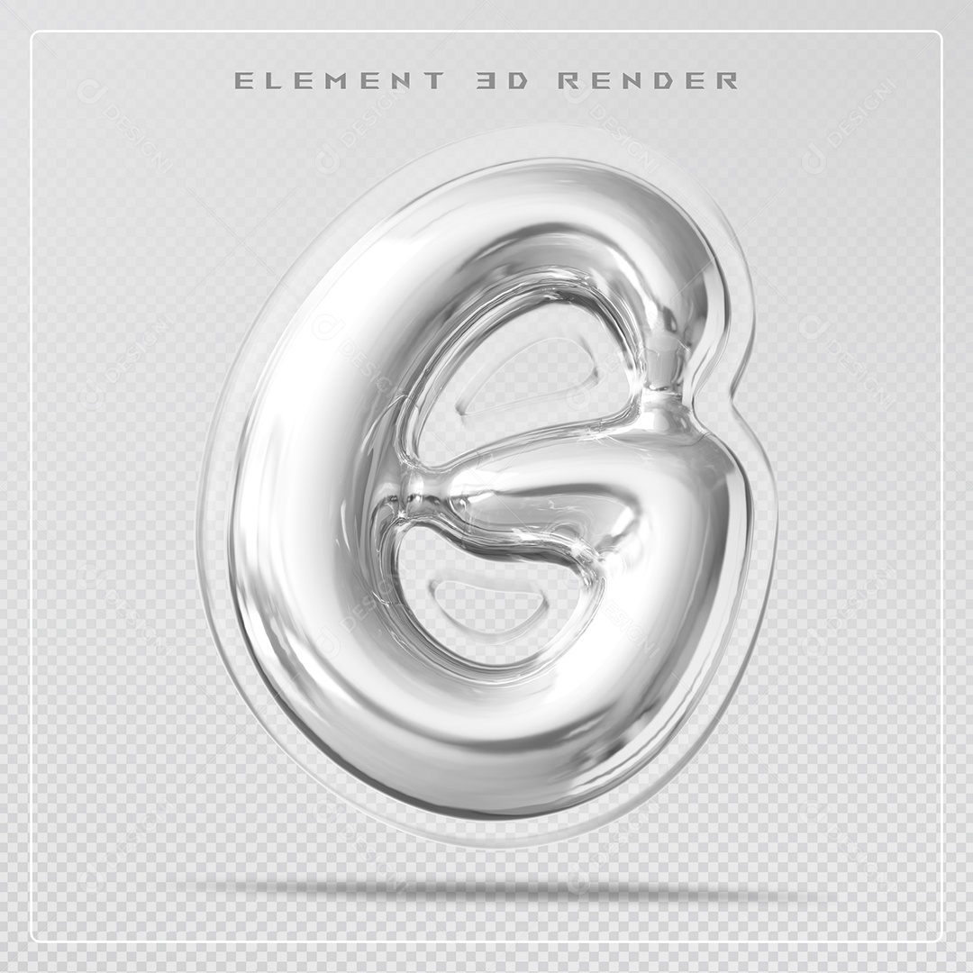 Elemento 3D Letra G Prata Para Composição PSD