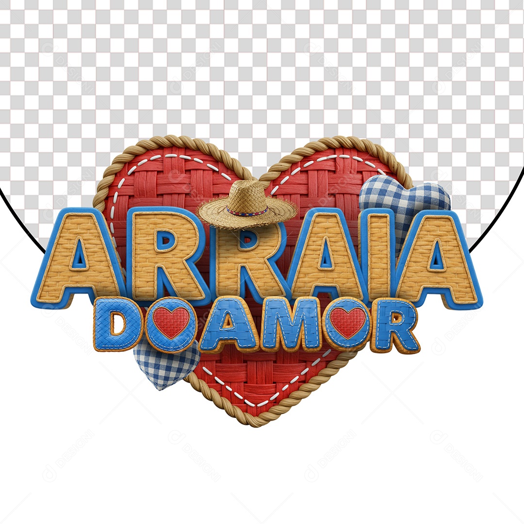 Selo 3D Arraia do Amor Para Composição PSD