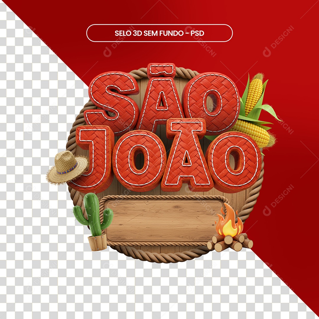 Selo 3D São João Para Composição PSD