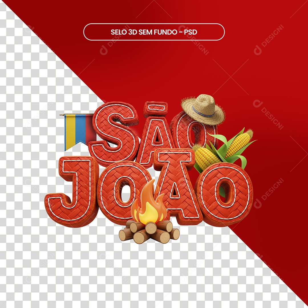 Selo 3D São João Para Composição PSD