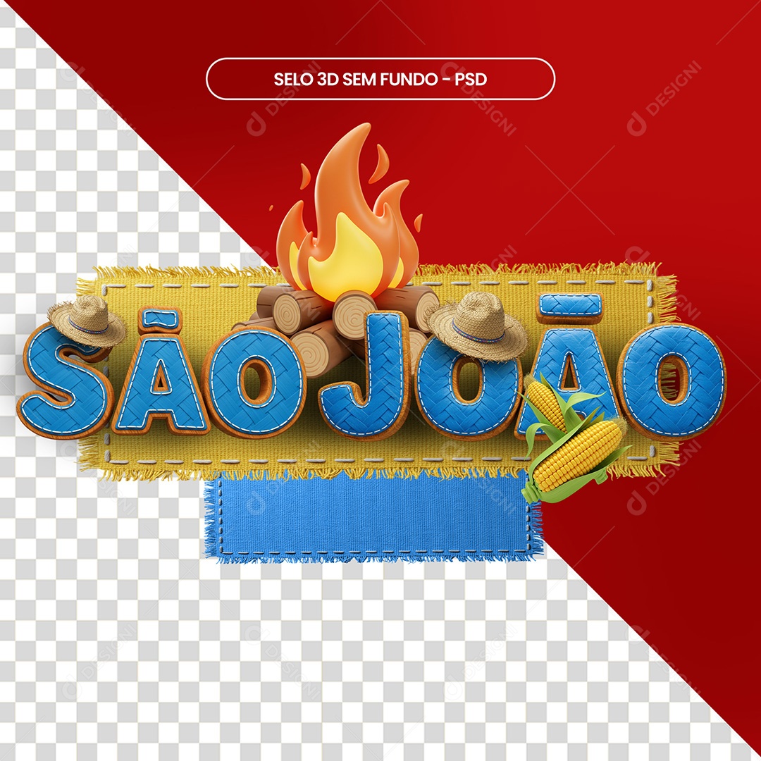 Selo 3D São João Para Composição PSD