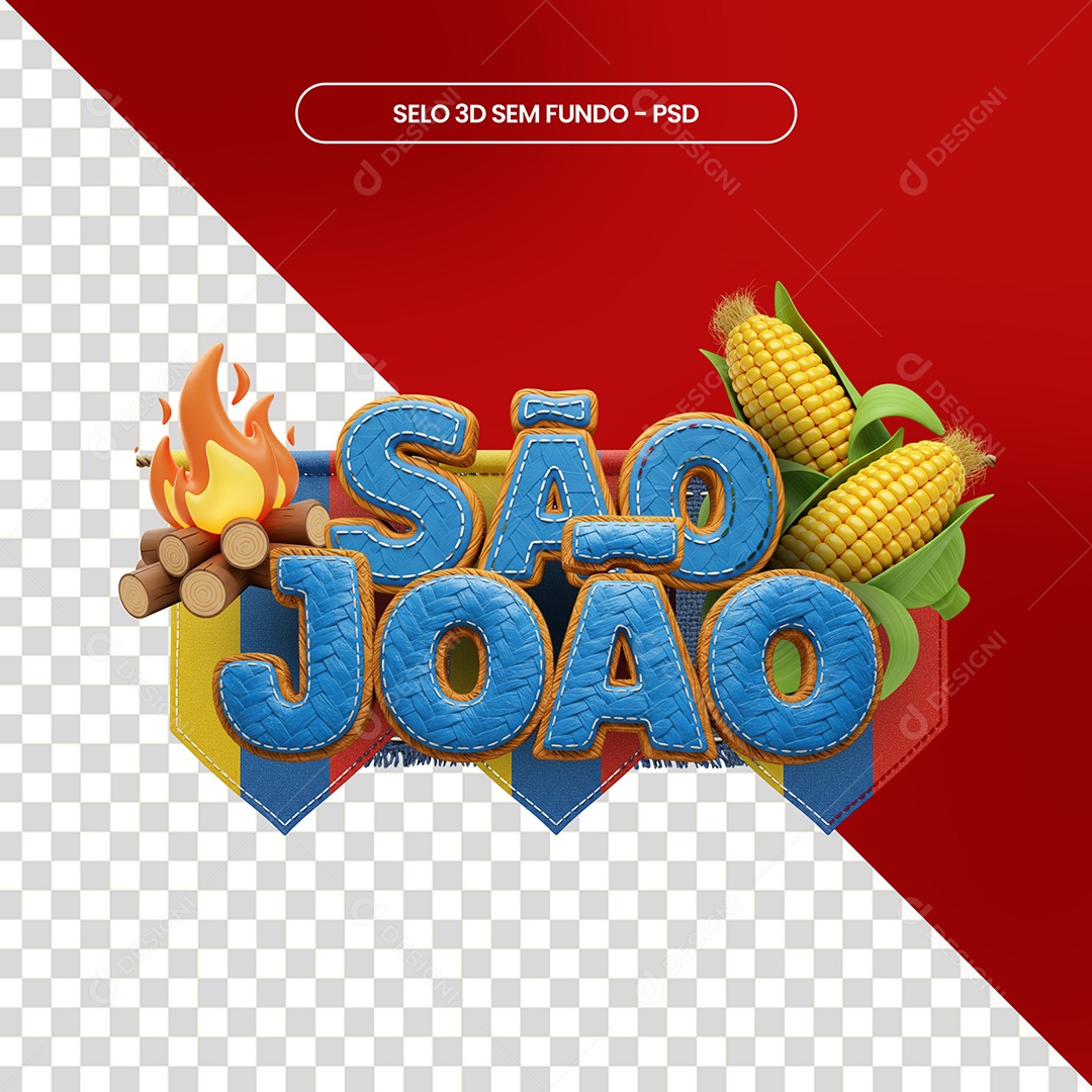 Selo 3D São João Para Composição PSD