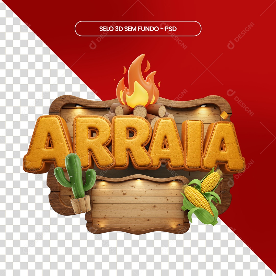 Selo 3D Arraia Para Composição PSD