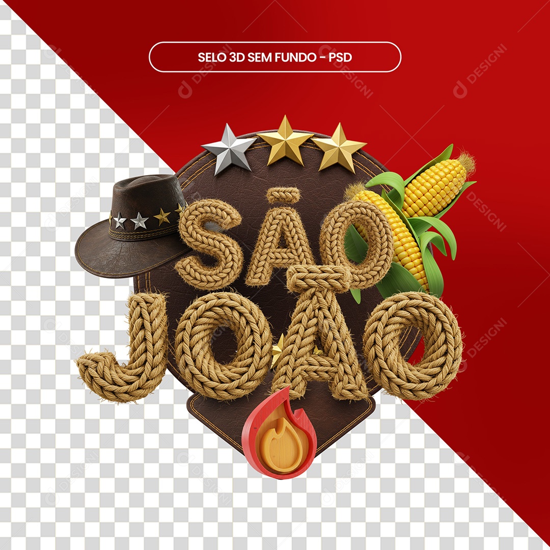 Selo 3D São João Para Composição PSD