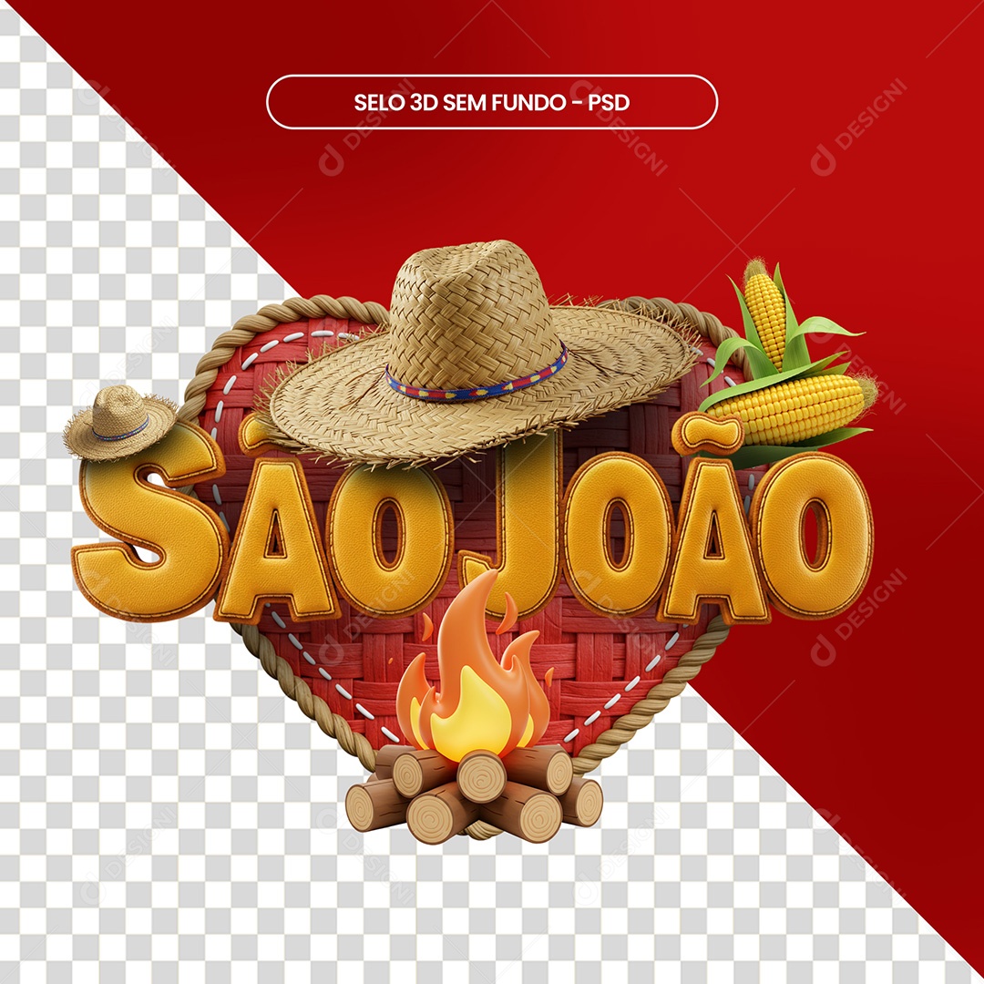 Selo 3D São João Para Composição PSD