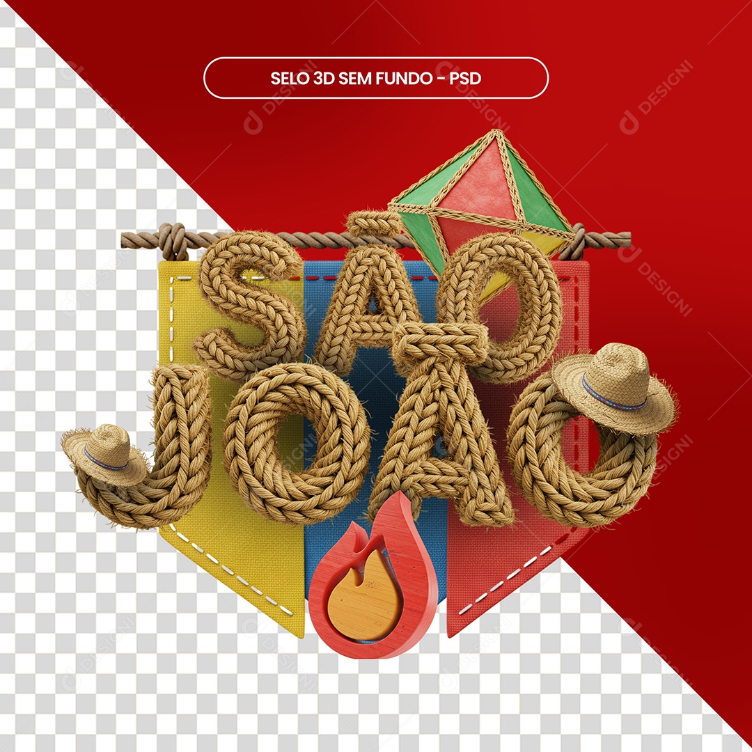 Selo 3D São João Para Composição PSD