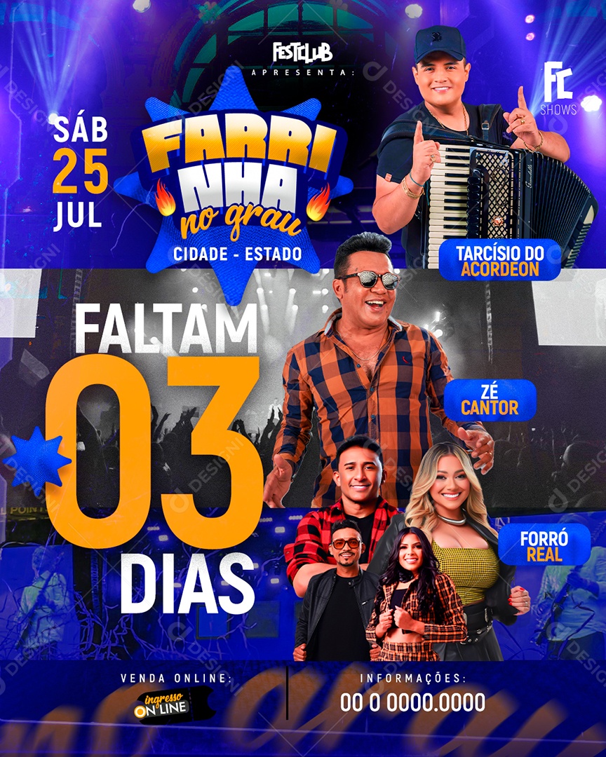 Feed Flyer Farrinha No Grau Faltam 03 Dias Social Media PSD Editável