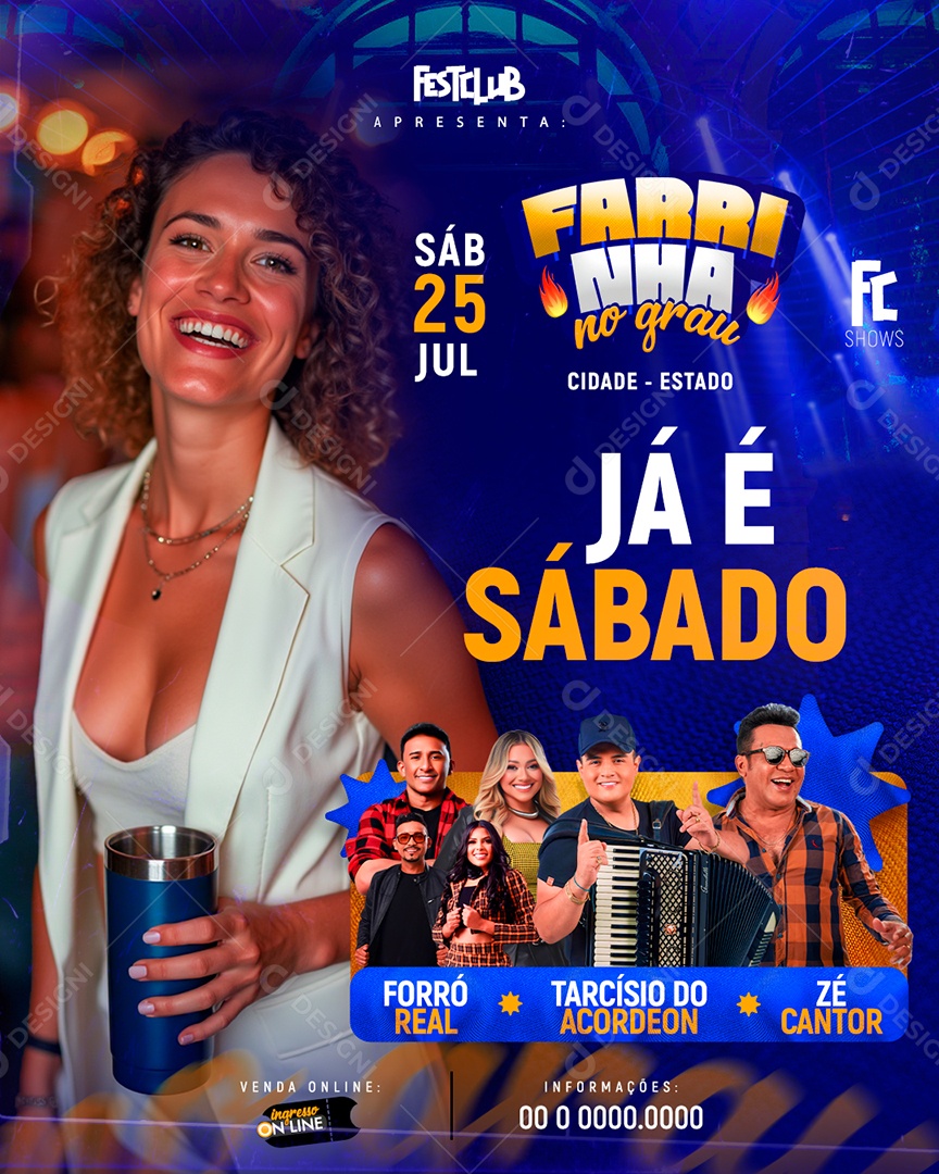 Feed Flyer Farrinha No Grau Já é Sábado Social Media PSD Editável