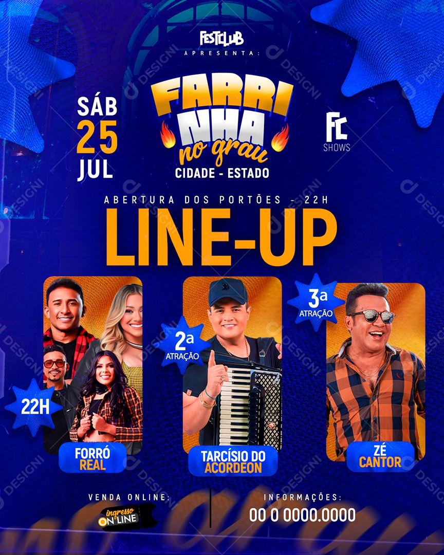 Feed Flyer Farrinha No Grau Line-up Social Media PSD Editável