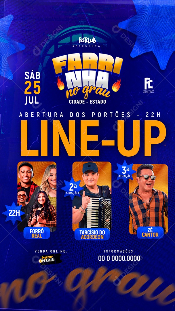 Story Flyer Farrinha No Grau Line-up Social Media PSD Editável