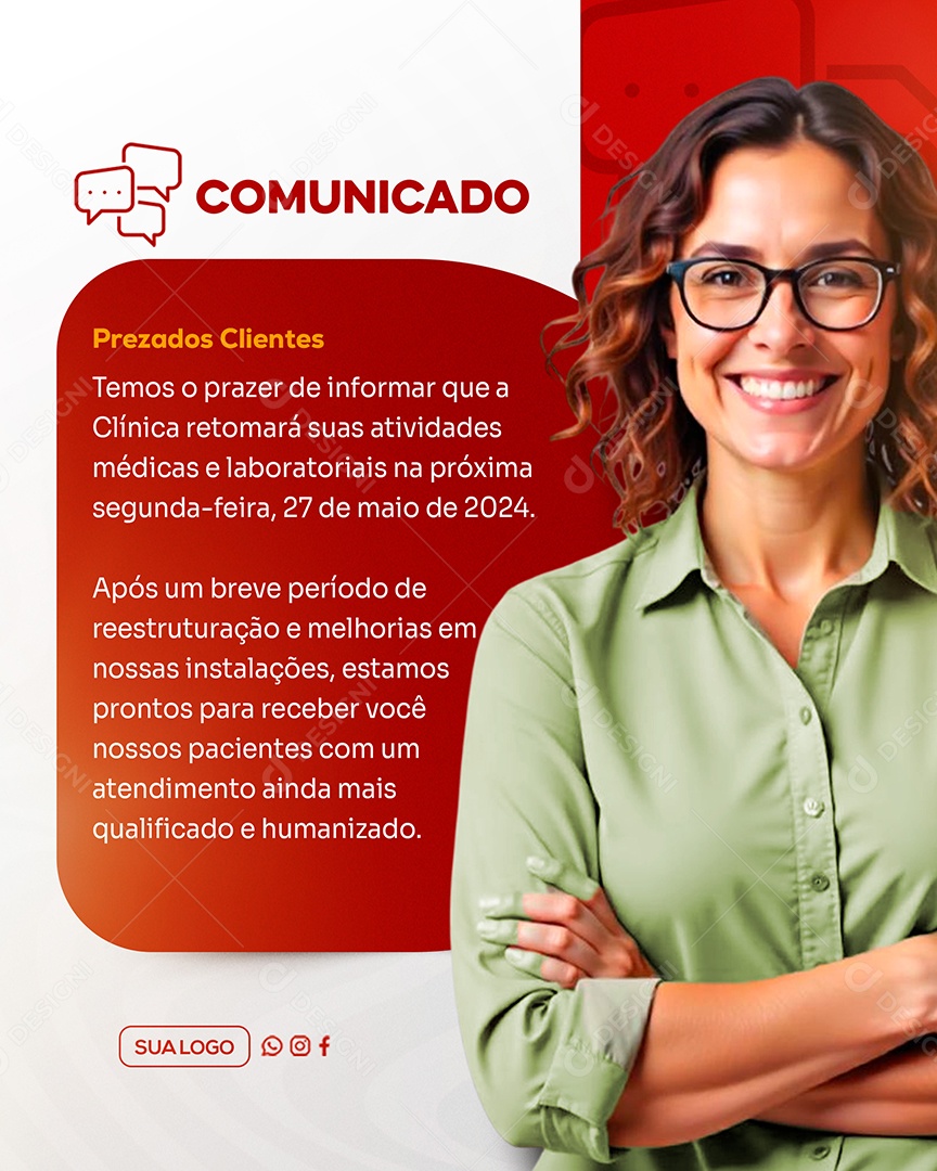 Comunicado Prezado Clientes Social Media PSD Editável