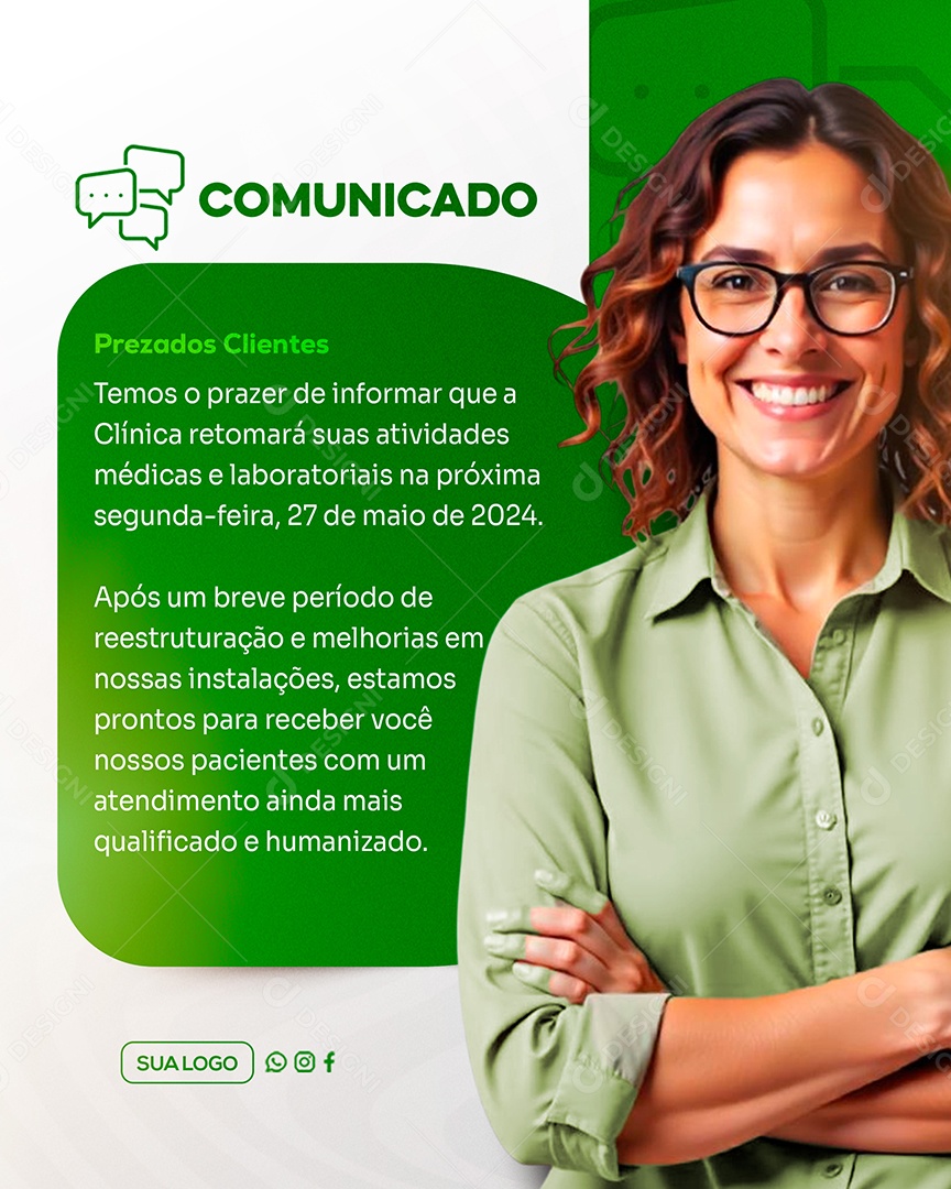 Comunicado Prezado Clientes Social Media PSD Editável