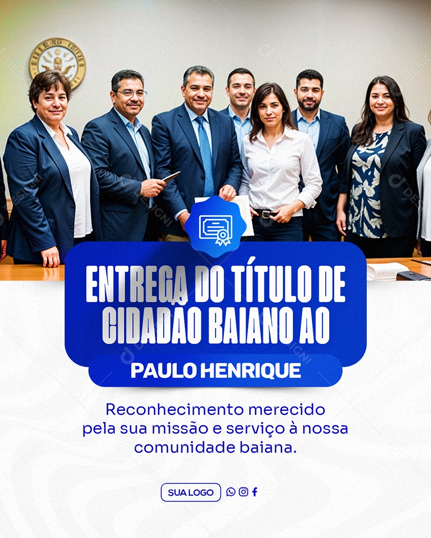 Entrega de Titulo ao Cidadão Social Media PSD Editável